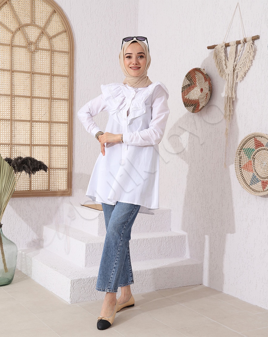 Arkası Önü Fırfırlı Gömlek