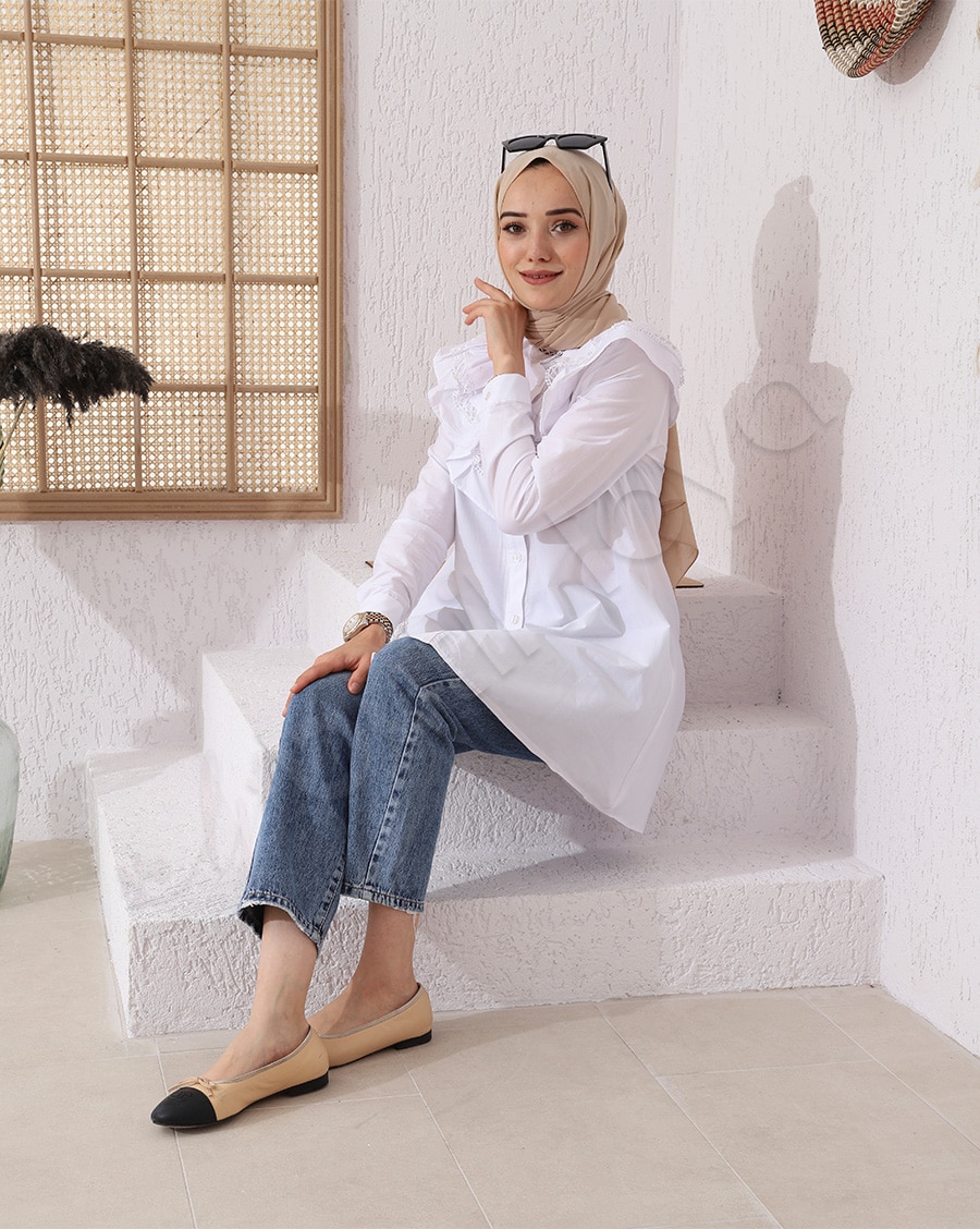 Arkası Önü Fırfırlı Gömlek