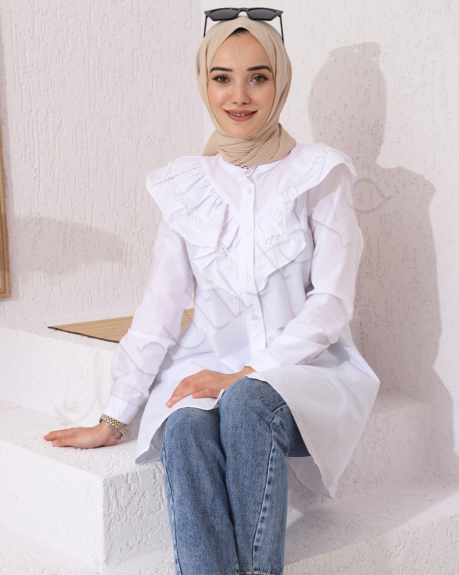 Arkası Önü Fırfırlı Gömlek