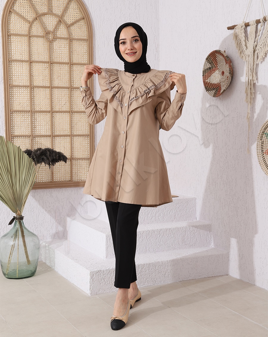 Arkası Önü Fırfırlı Gömlek