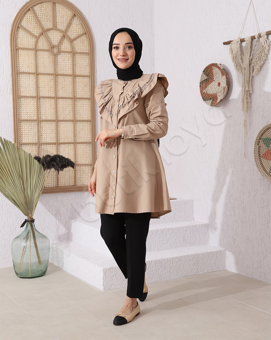 Arkası Önü Fırfırlı Gömlek