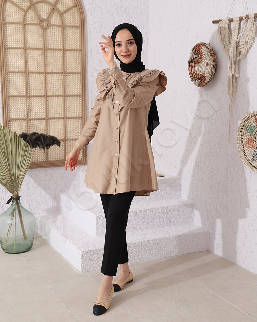 Arkası Önü Fırfırlı Gömlek