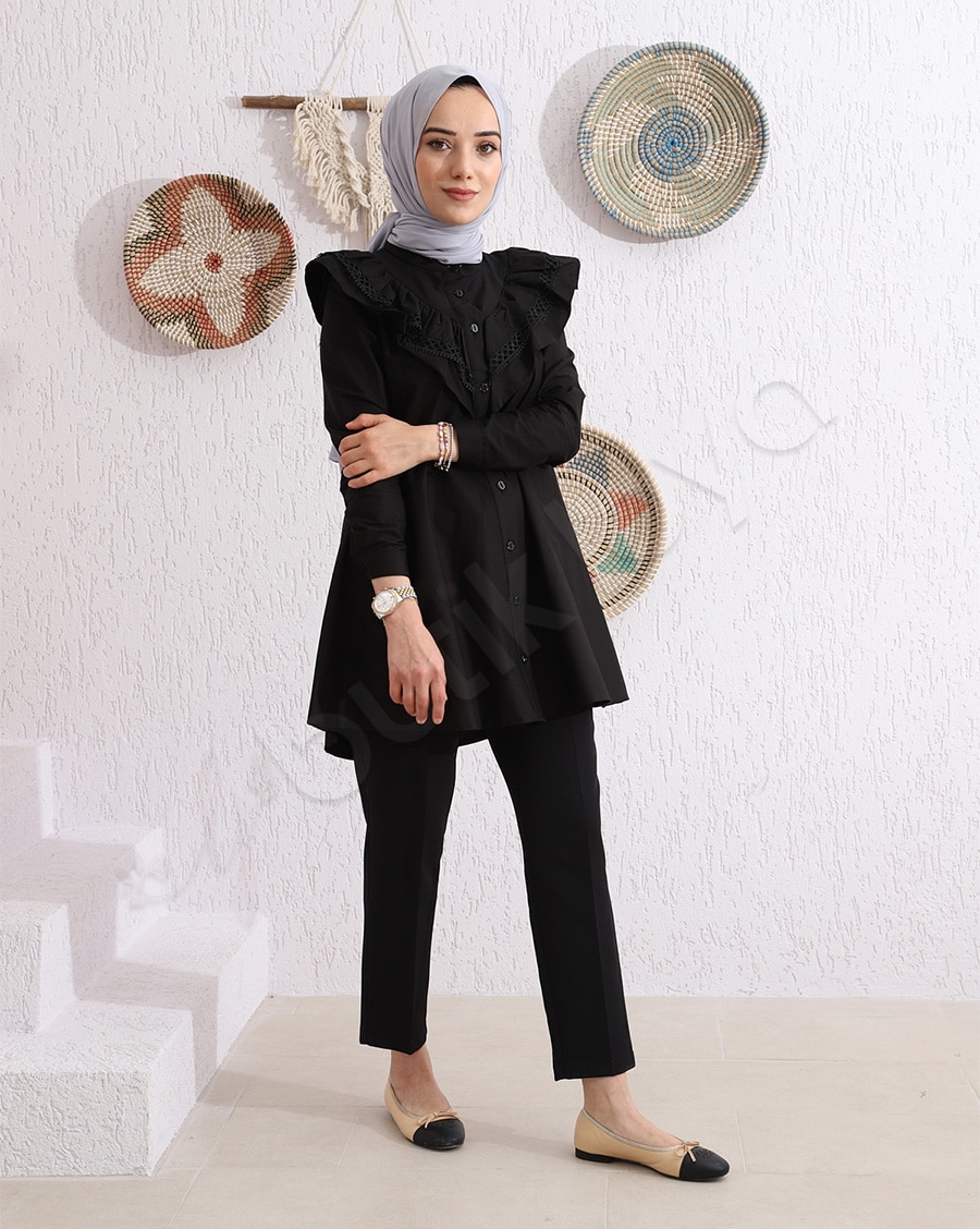 Arkası Önü Fırfırlı Gömlek