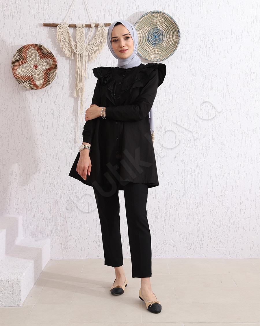 Arkası Önü Fırfırlı Gömlek