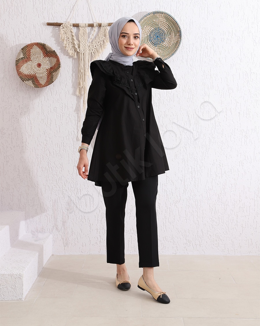 Arkası Önü Fırfırlı Gömlek