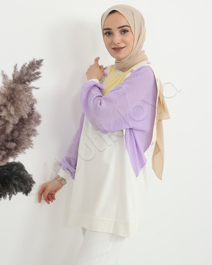 Asimetrik Düğme Detaylı Sweat