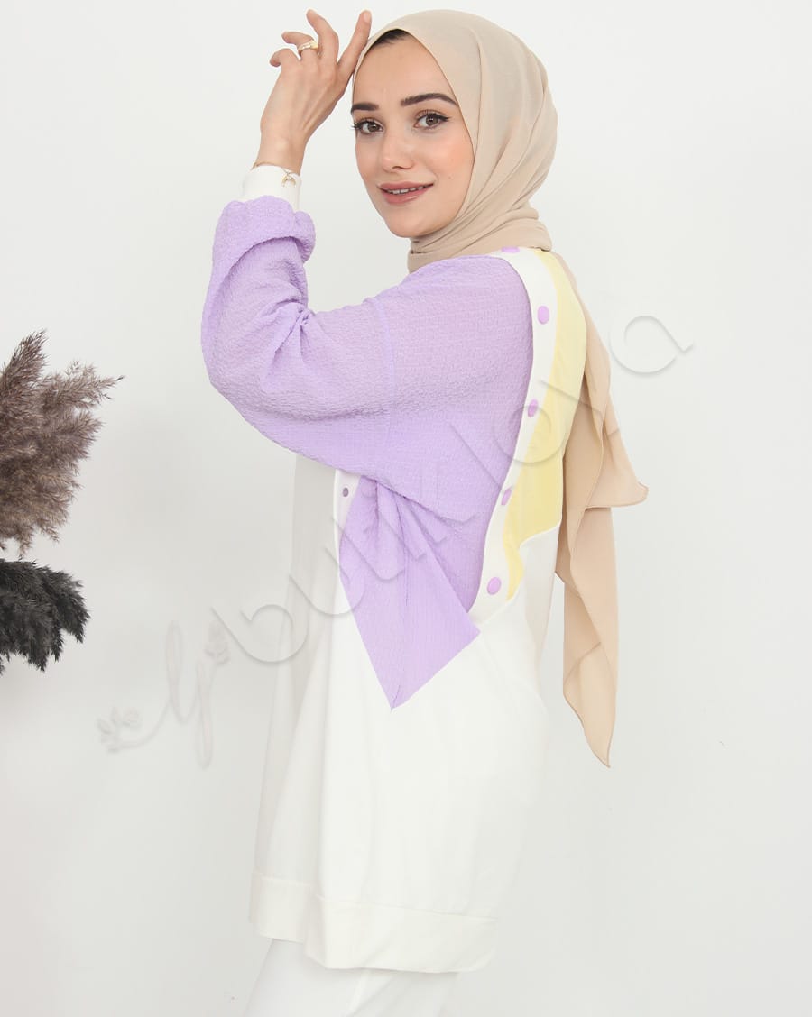 Asimetrik Düğme Detaylı Sweat