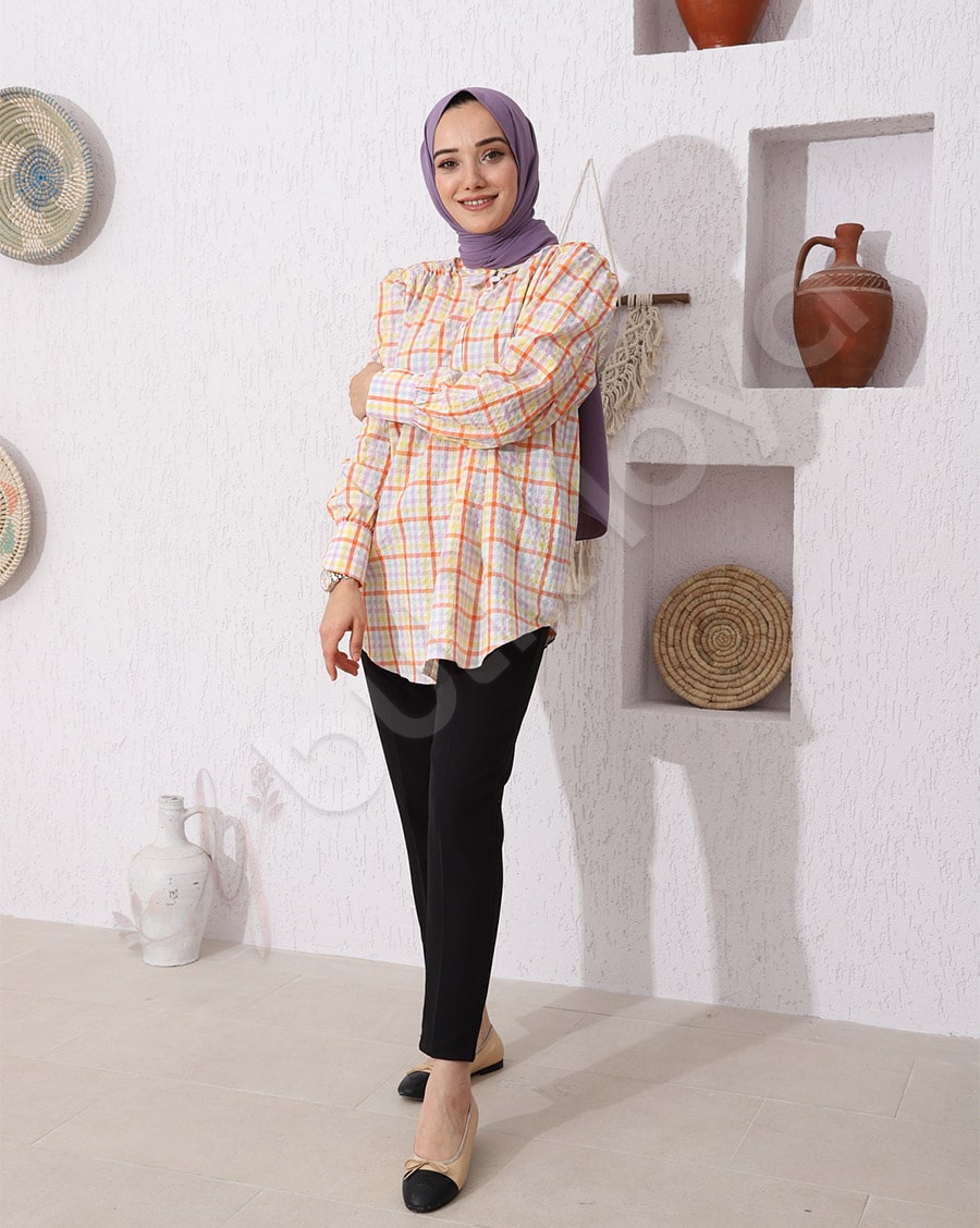 Canlı Renkli Kareli Gömlek