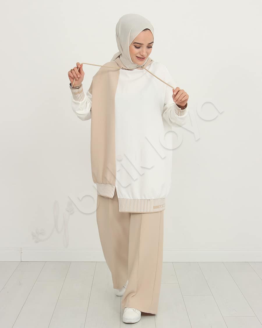 Çift Renk Kapüşonlu Spor Takım