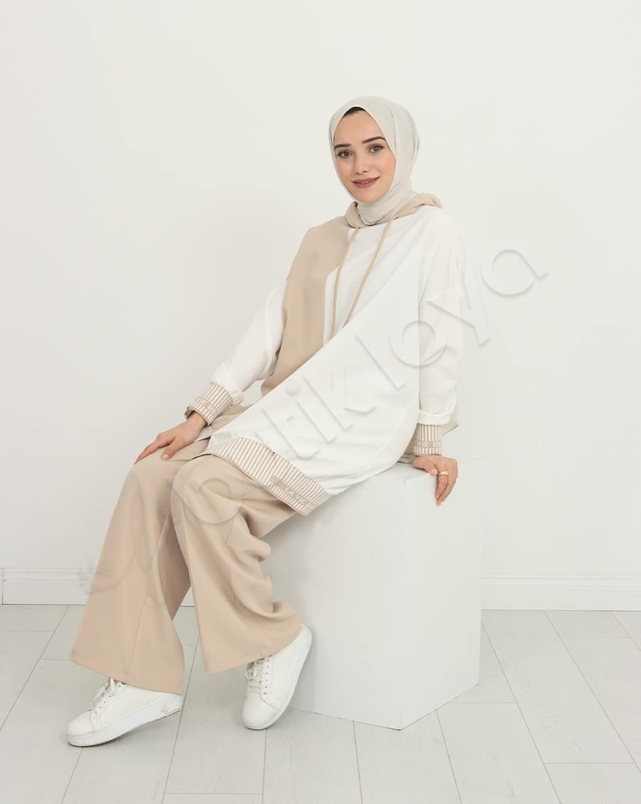 Çift Renk Kapüşonlu Spor Takım