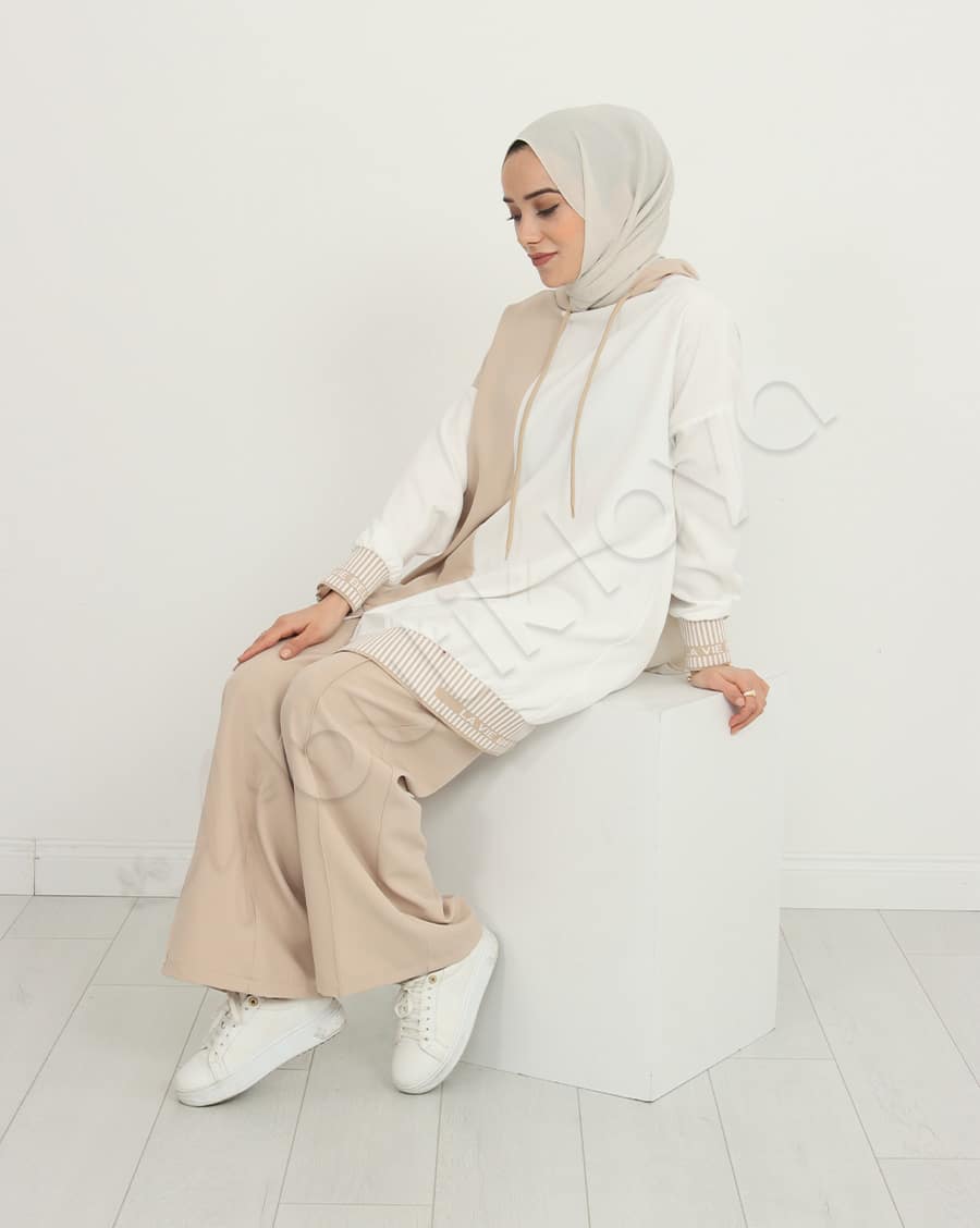 Çift Renk Kapüşonlu Spor Takım