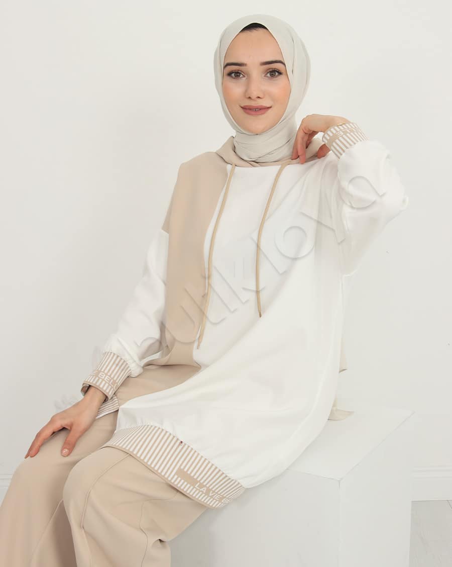 Çift Renk Kapüşonlu Spor Takım