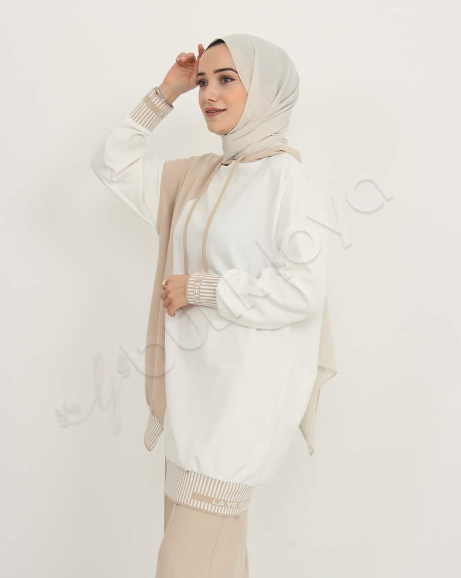 Çift Renk Kapüşonlu Spor Takım