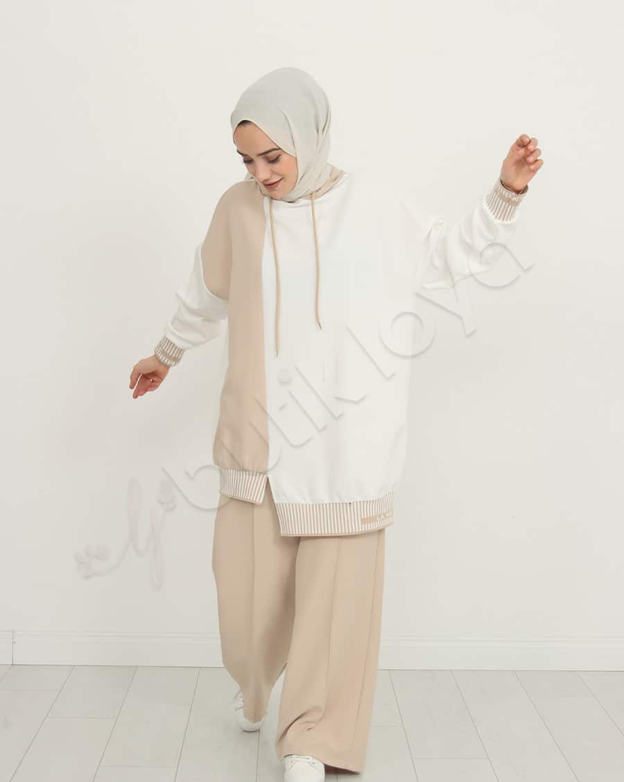 Çift Renk Kapüşonlu Spor Takım