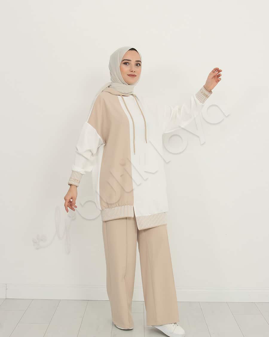 Çift Renk Kapüşonlu Spor Takım