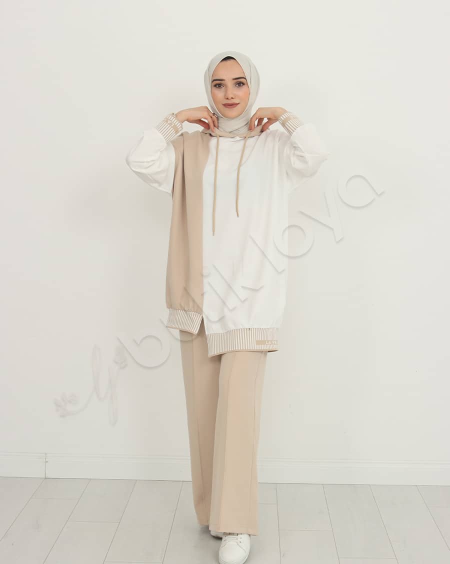 Çift Renk Kapüşonlu Spor Takım