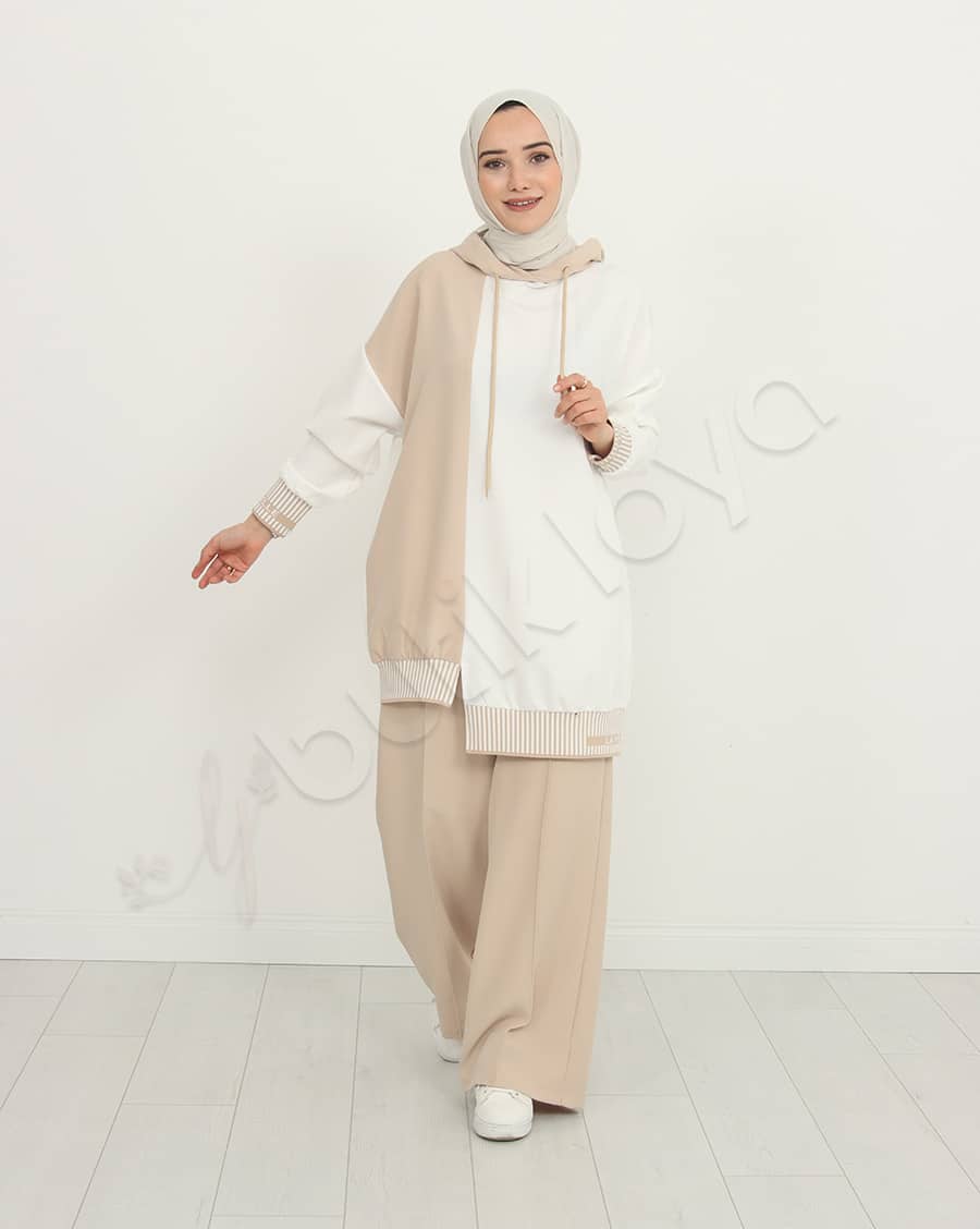 Çift Renk Kapüşonlu Spor Takım