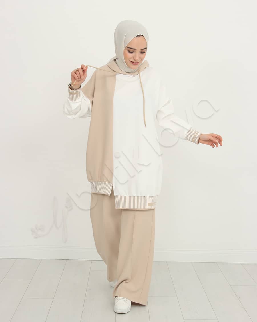 Çift Renk Kapüşonlu Spor Takım