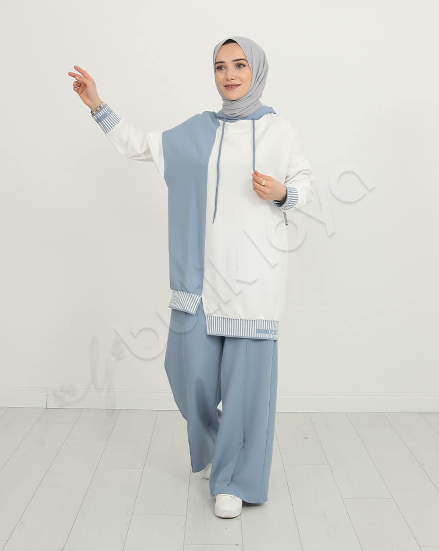 Çift Renk Kapüşonlu Spor Takım