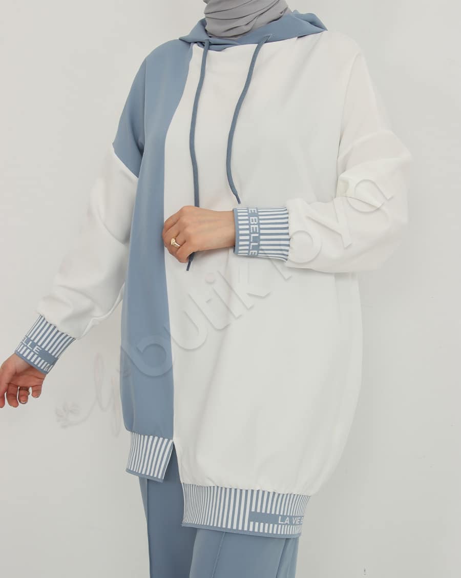 Çift Renk Kapüşonlu Spor Takım