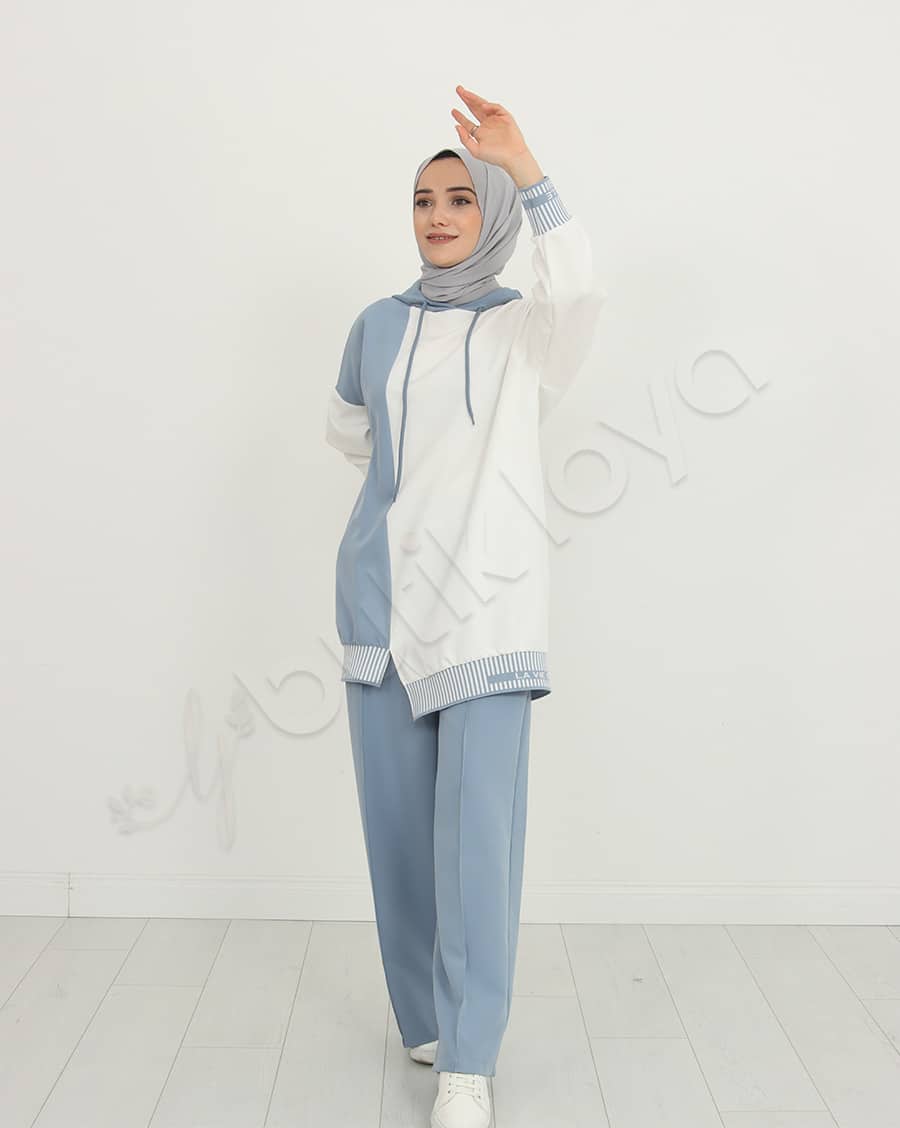 Çift Renk Kapüşonlu Spor Takım