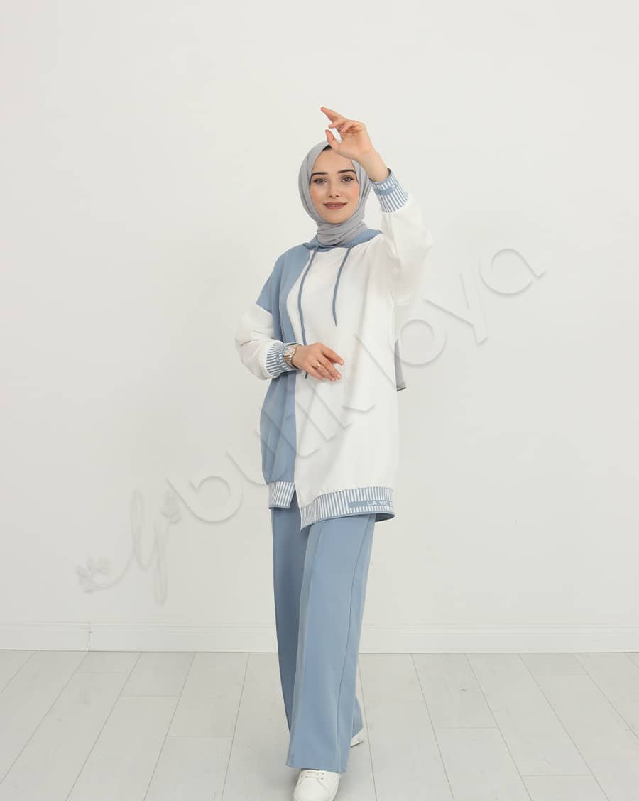 Çift Renk Kapüşonlu Spor Takım