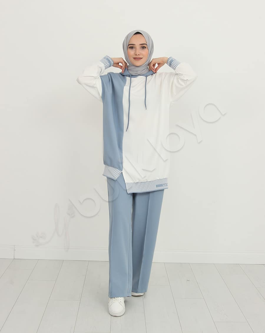 Çift Renk Kapüşonlu Spor Takım