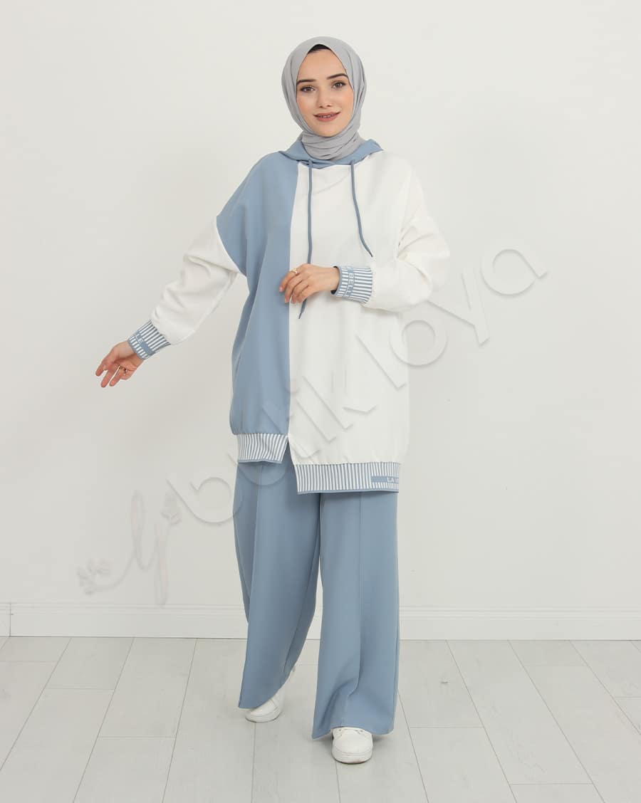 Çift Renk Kapüşonlu Spor Takım