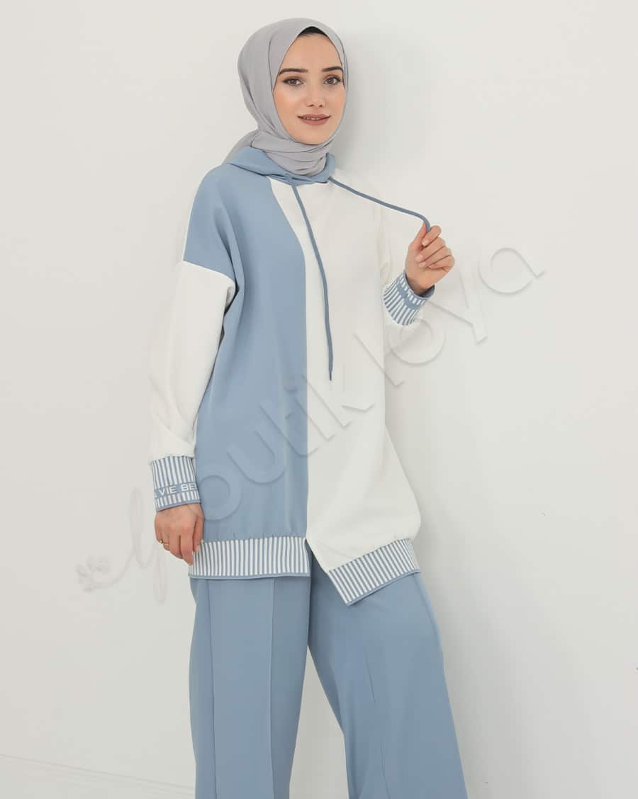 Çift Renk Kapüşonlu Spor Takım