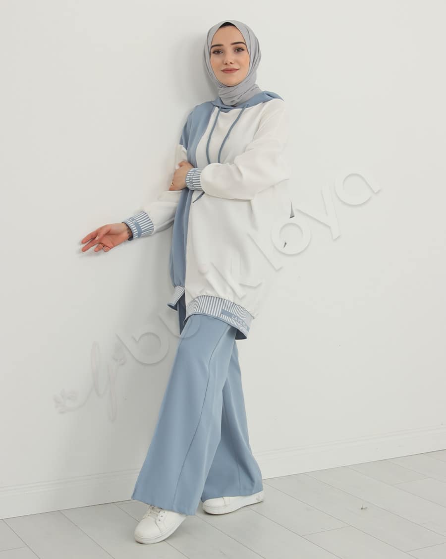 Çift Renk Kapüşonlu Spor Takım