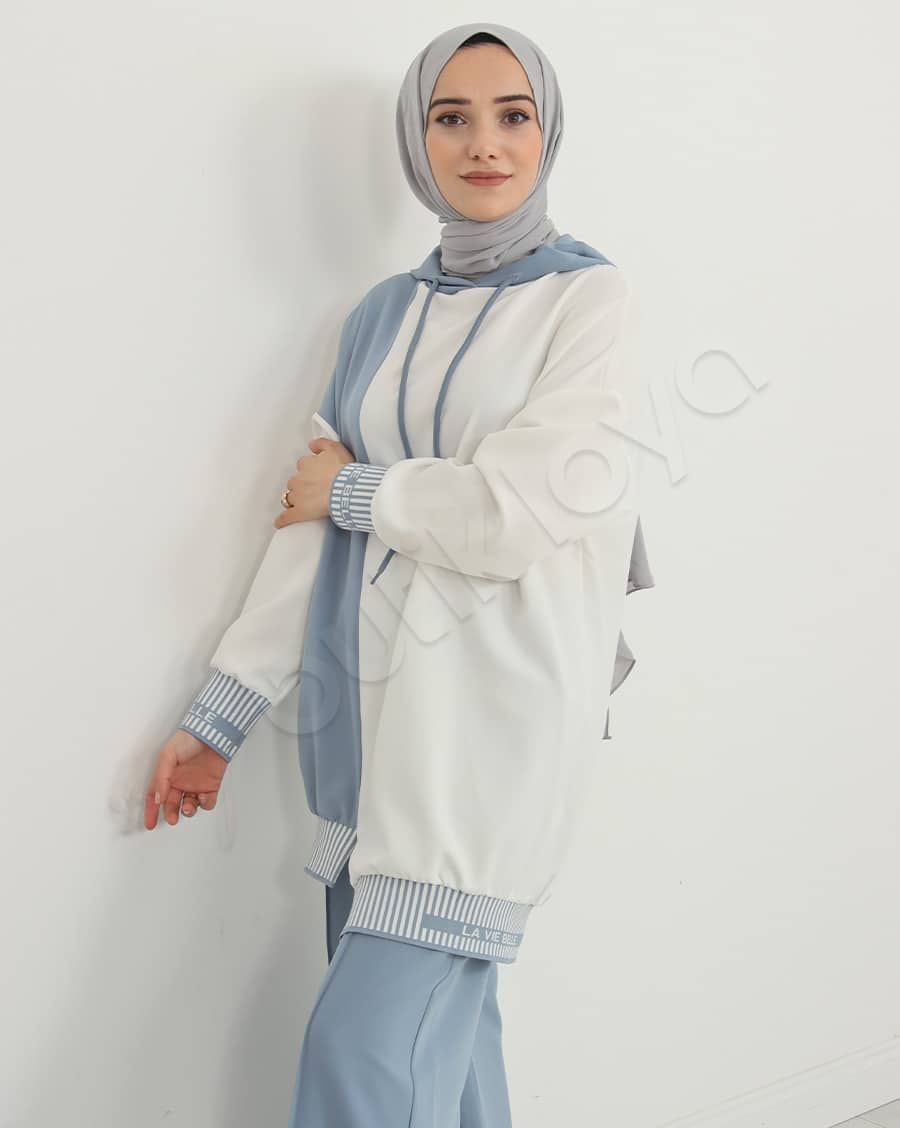 Çift Renk Kapüşonlu Spor Takım