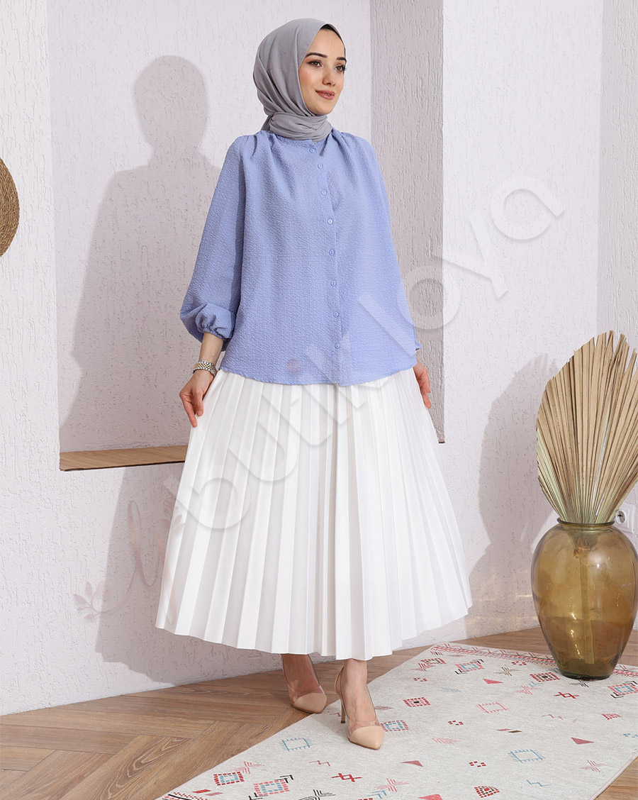 Kolları Lastikli Krinkıl Gömlek