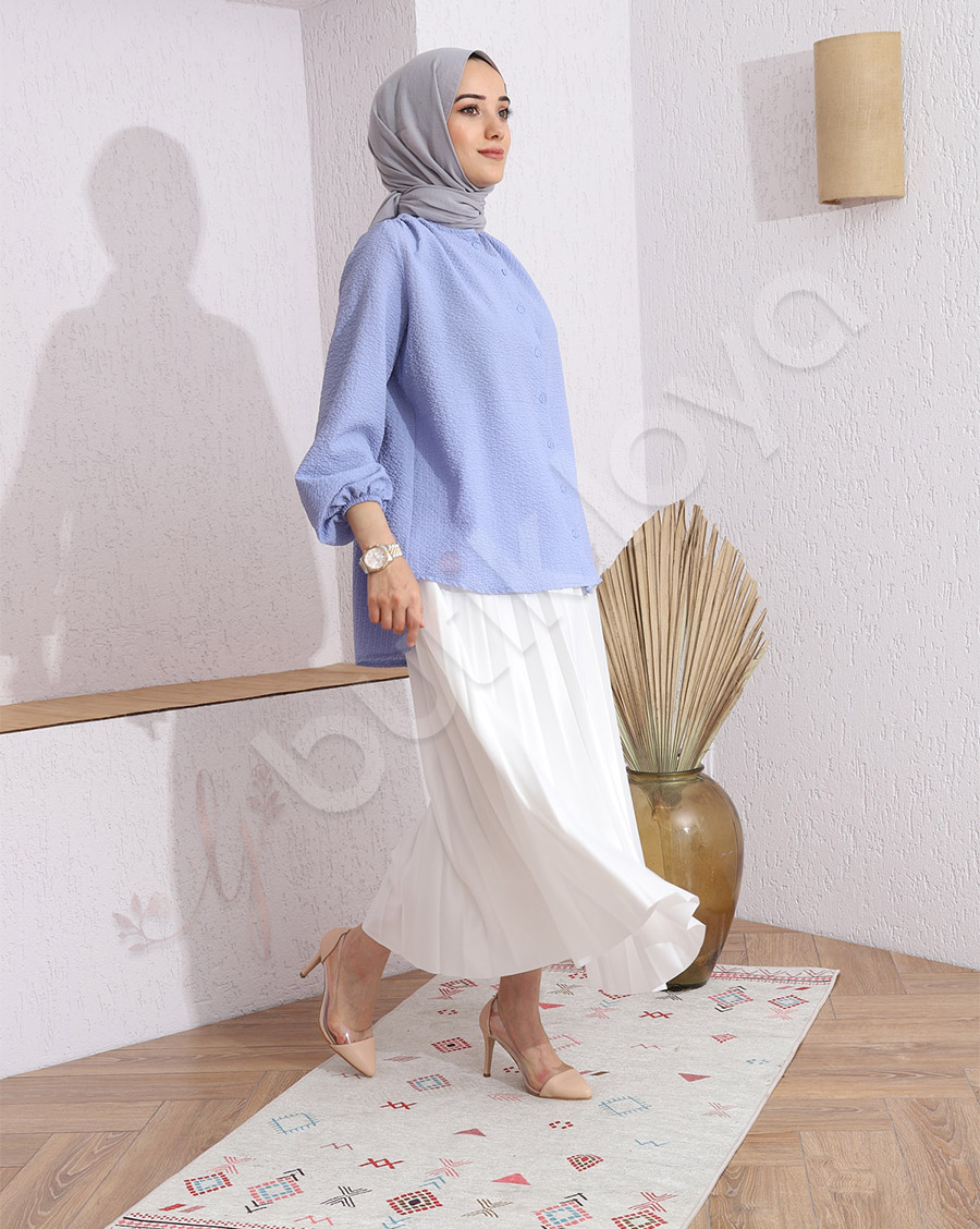 Kolları Lastikli Krinkıl Gömlek