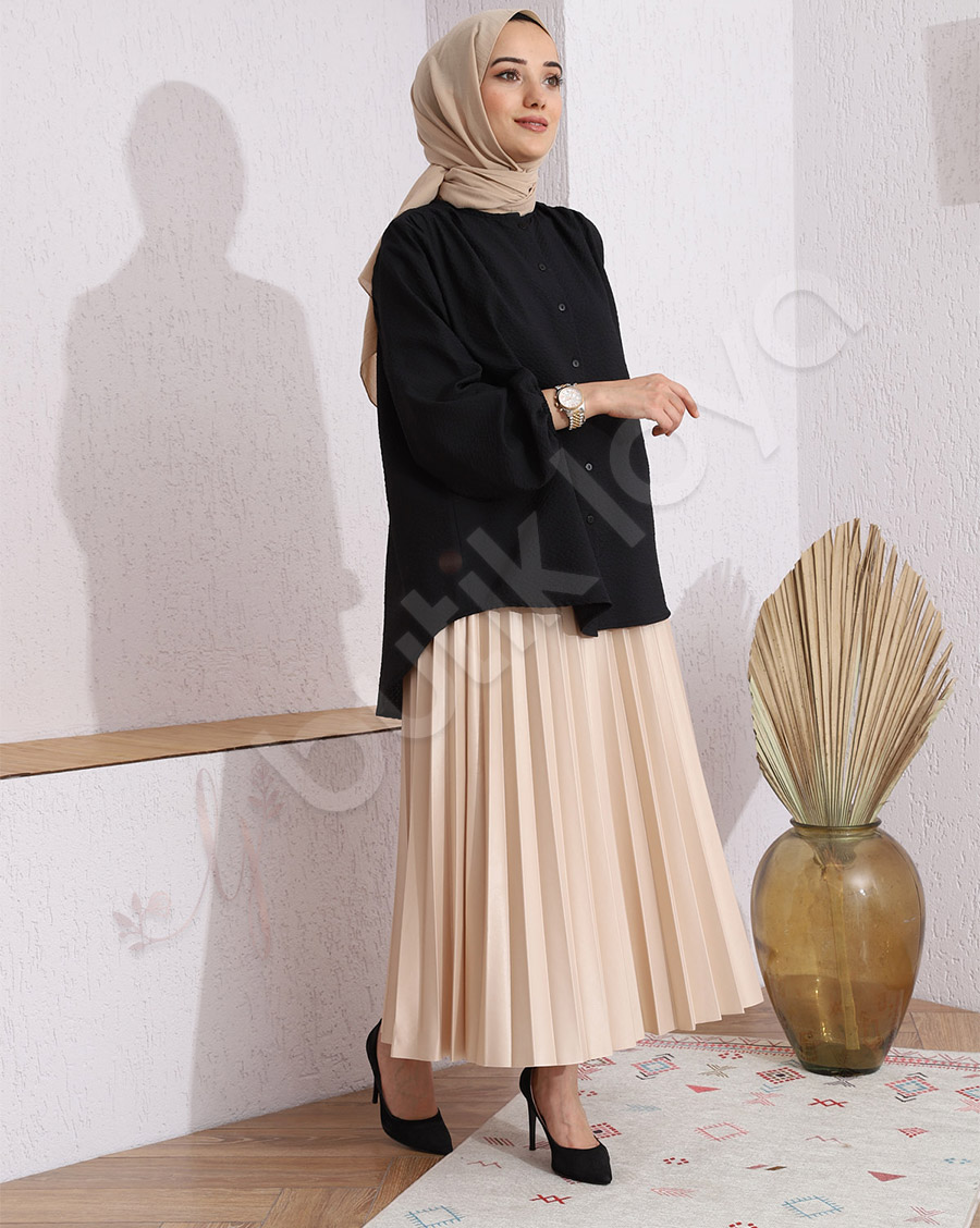 Kolları Lastikli Krinkıl Gömlek