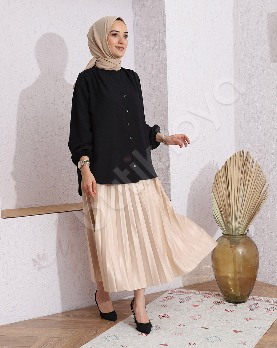 Kolları Lastikli Krinkıl Gömlek