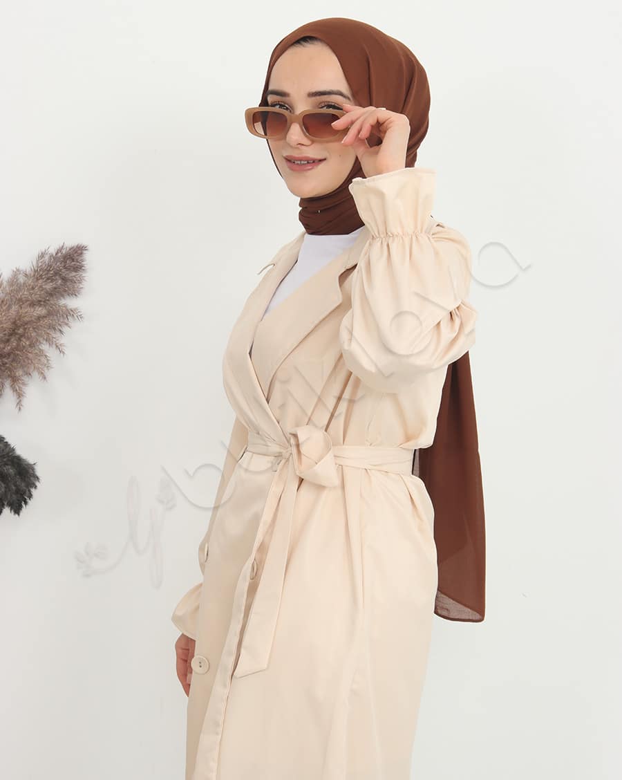 Kolu Fırfır Detaylı Trençkot