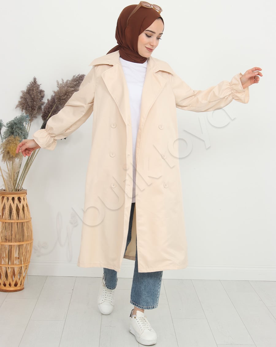 Kolu Fırfır Detaylı Trençkot