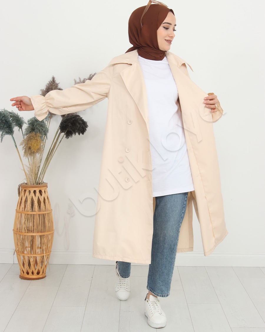 Kolu Fırfır Detaylı Trençkot
