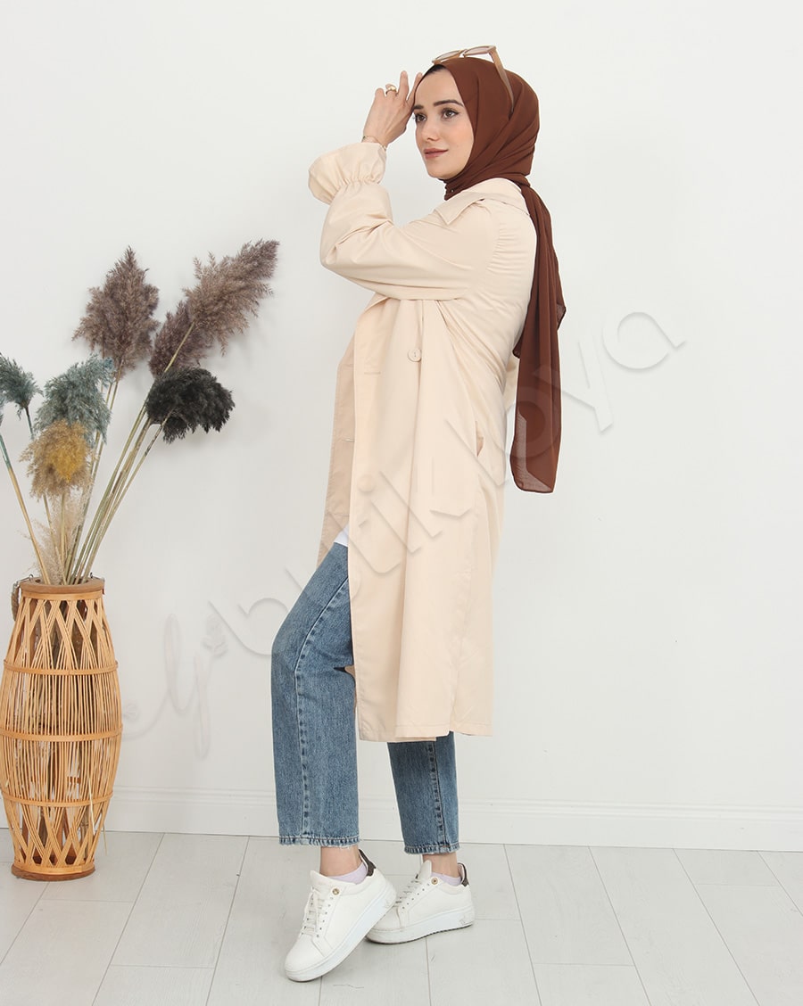 Kolu Fırfır Detaylı Trençkot