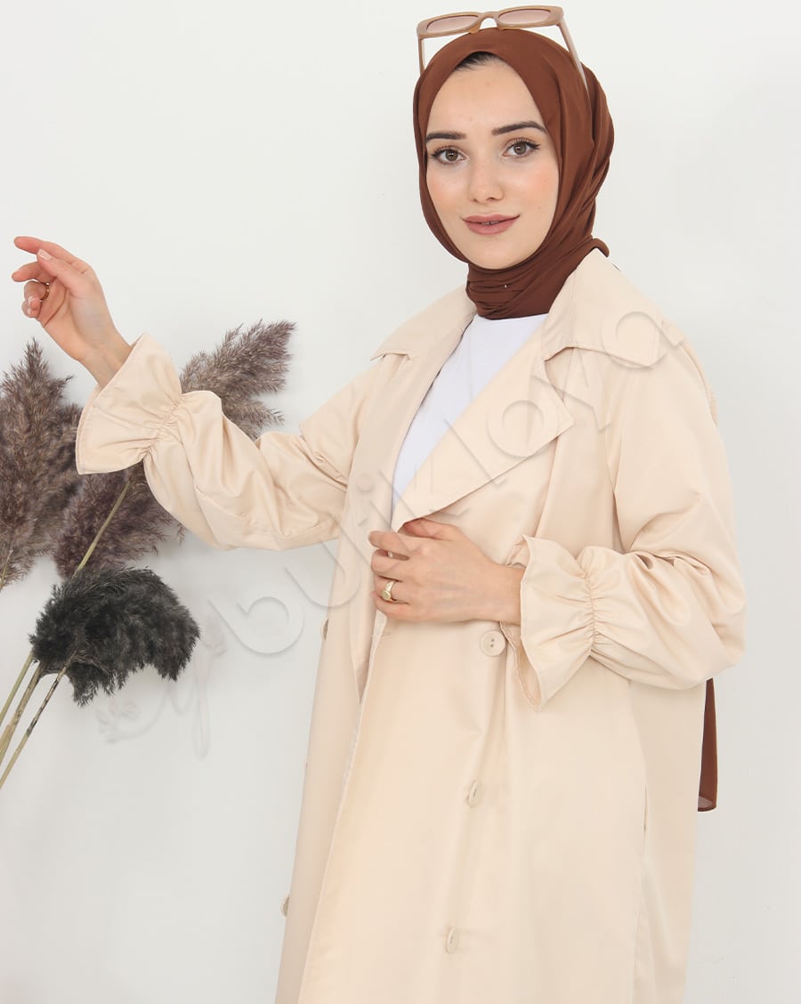 Kolu Fırfır Detaylı Trençkot