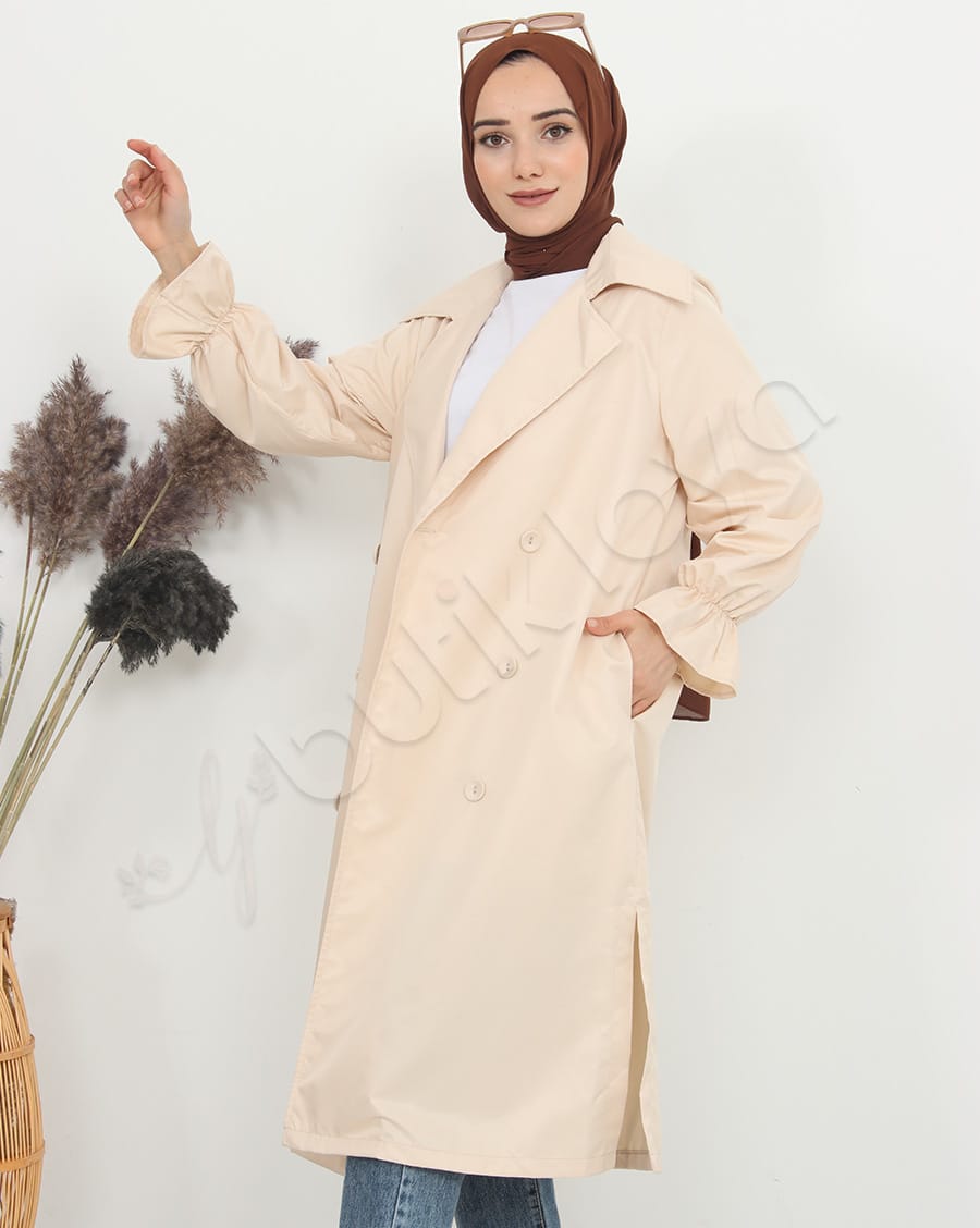 Kolu Fırfır Detaylı Trençkot