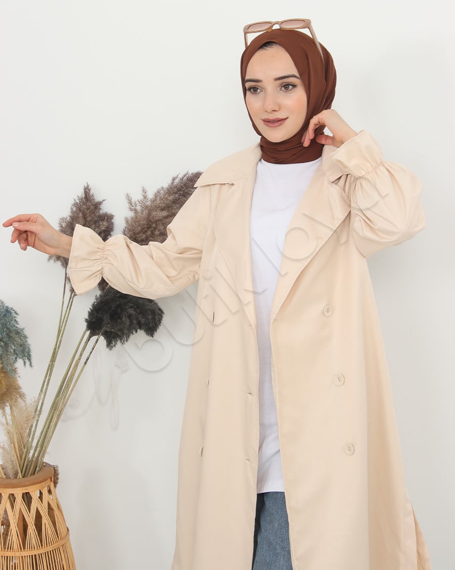 Kolu Fırfır Detaylı Trençkot