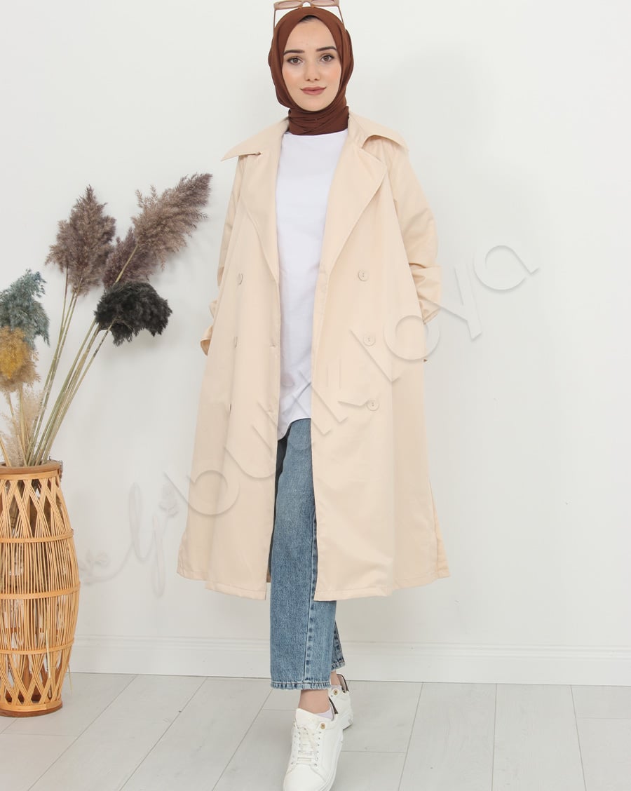 Kolu Fırfır Detaylı Trençkot