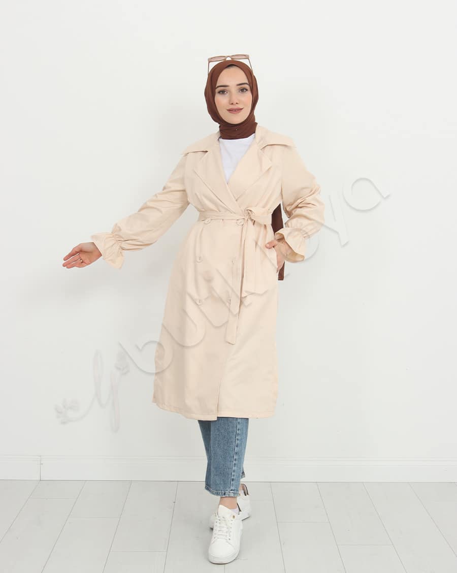 Kolu Fırfır Detaylı Trençkot