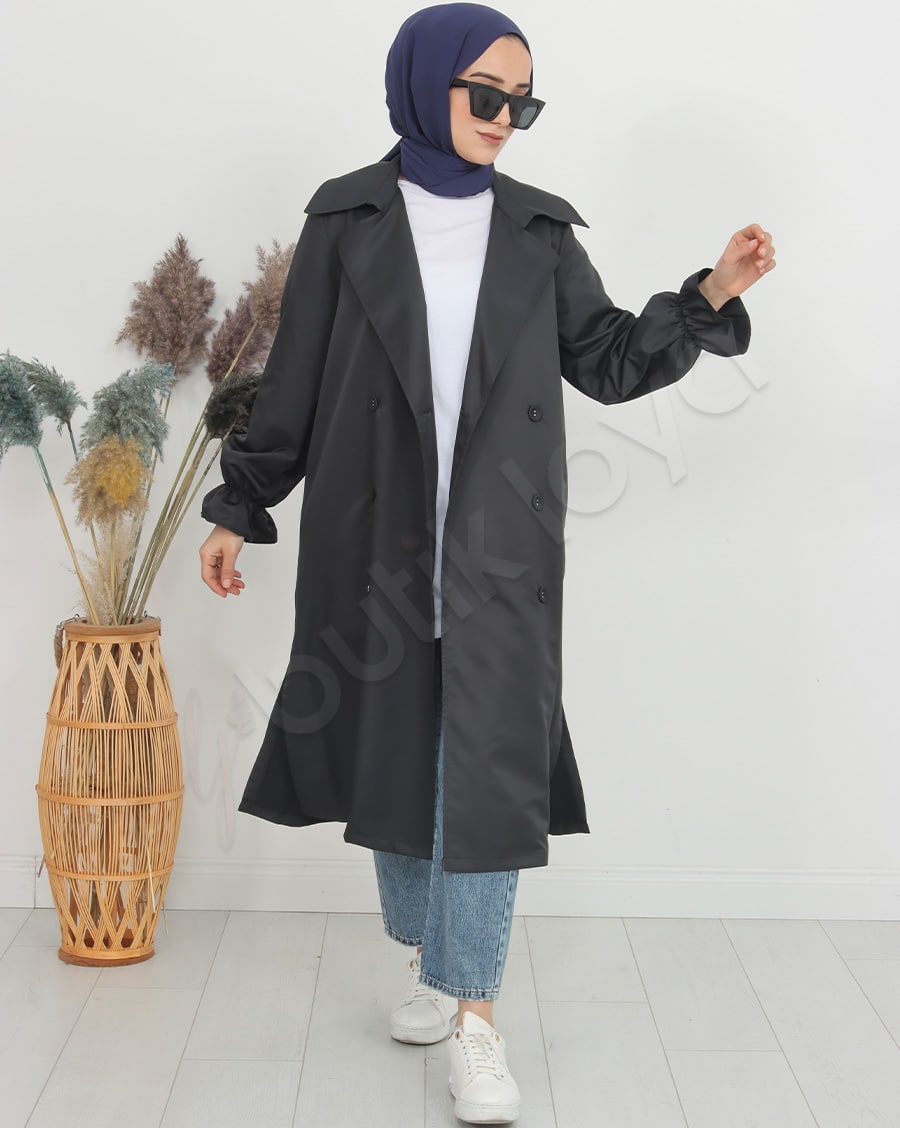 Kolu Fırfır Detaylı Trençkot