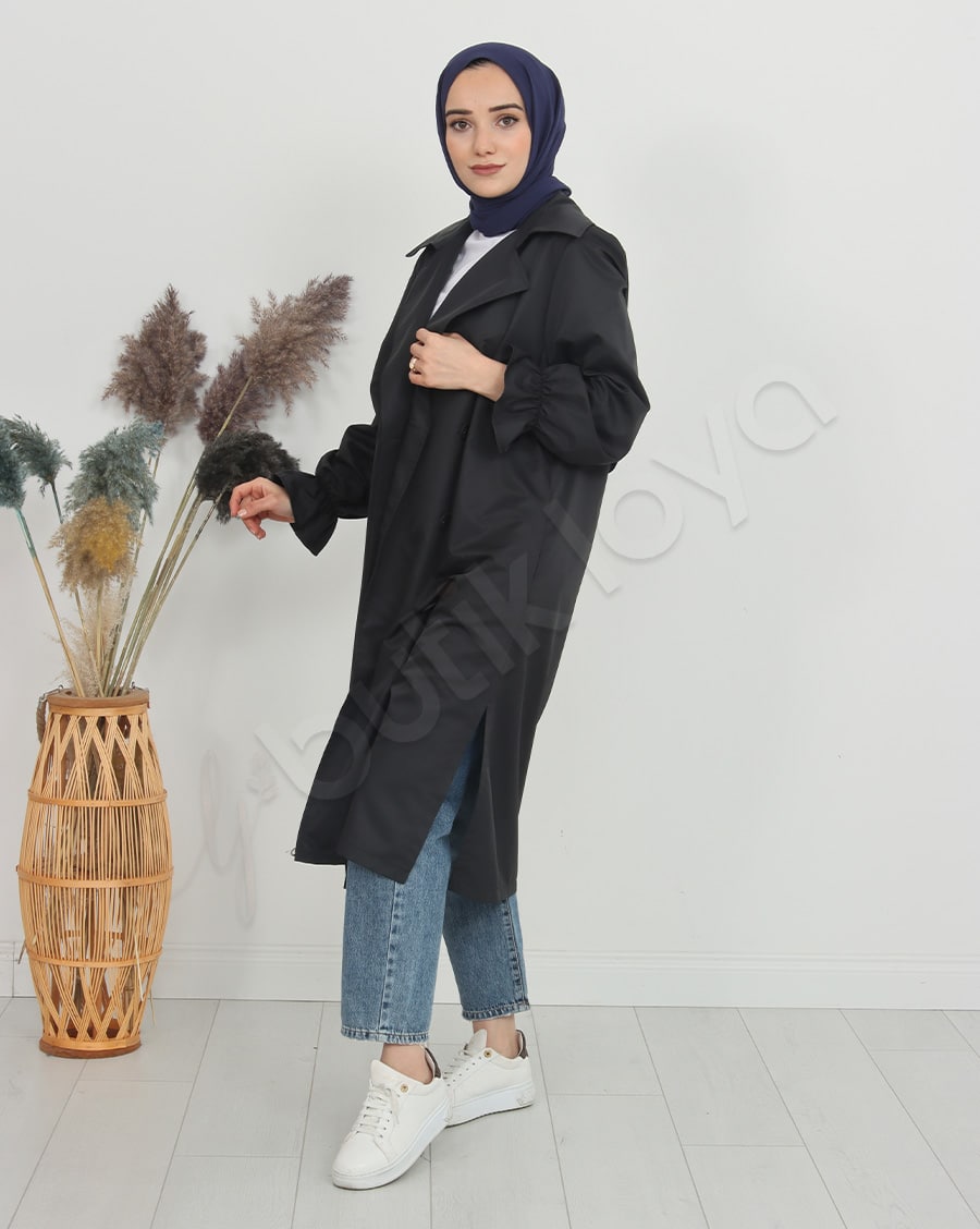 Kolu Fırfır Detaylı Trençkot