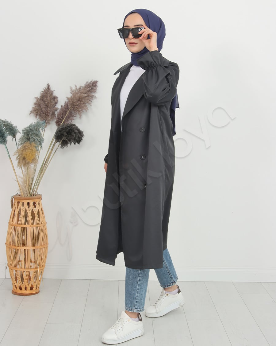 Kolu Fırfır Detaylı Trençkot