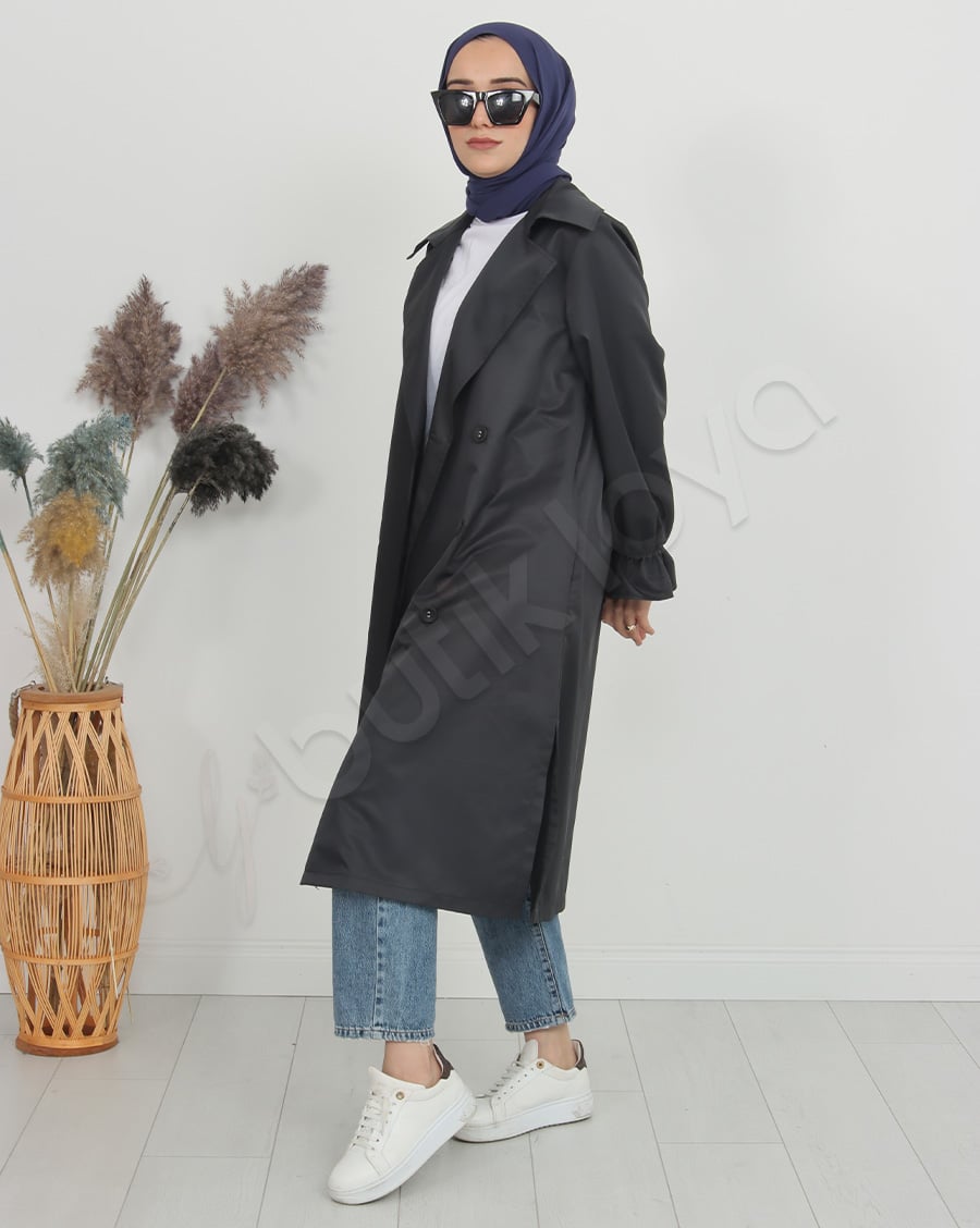 Kolu Fırfır Detaylı Trençkot