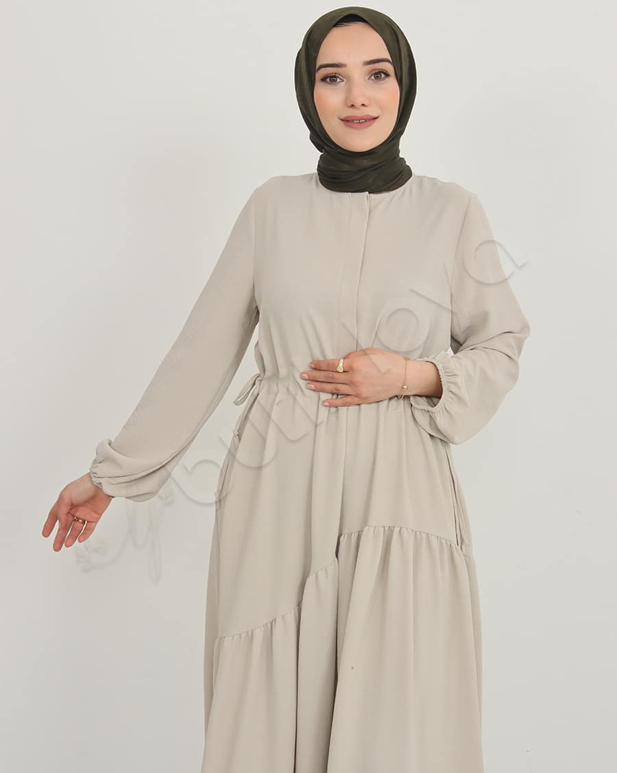 Kolu Lastikli Şifon Elbise