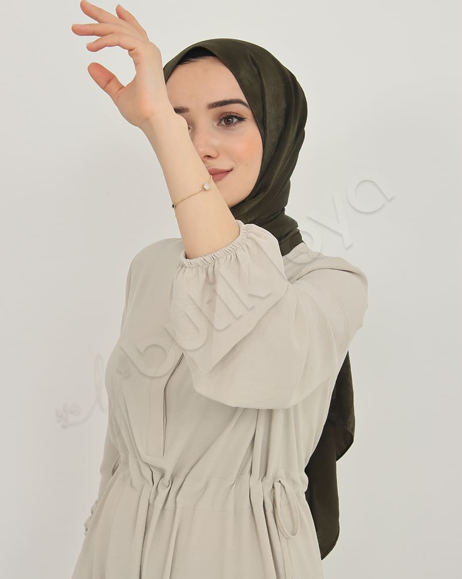 Kolu Lastikli Şifon Elbise